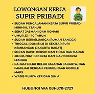 Loker Supir Pribadi Di Jakarta Barat